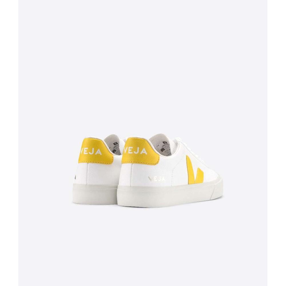 Veja CAMPO CHROMEFREE Men's Low Tops Sneakers White/Yellow | NZ 298QMA